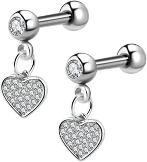 1 Pair 16G Cartilage Stud Earrings for Women Surgical Steel Helix Earrings Dangle Moon Star Butterfly Heart Cross CZ Hypoallergenic Tragus Couch Helix Piercing Jewelry