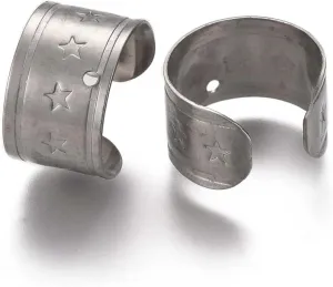 10 Silver Surgical 304 Grade Stainless Steel Star Ear Cuff Clip On Fake Earring Jewelry Findings with Hole
