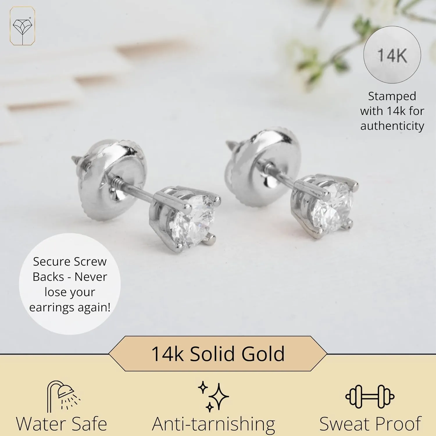 1/4-2 Carat IGI Certified Lab Grown Diamond Stud Earrings | Solitaire Real Diamonds Earring for Women in I-J Color & SI1-SI2 Clarity | 14K Gold Diamond Studs with Secure Backs by MAX   STONE