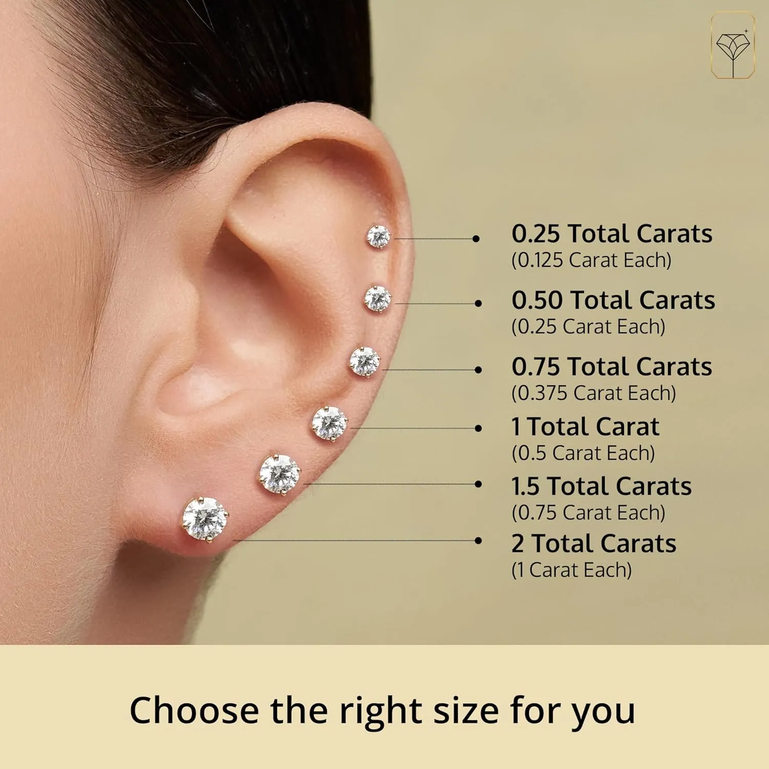 1/4-2 Carat IGI Certified Lab Grown Diamond Stud Earrings | Solitaire Real Diamonds Earring for Women in I-J Color & SI1-SI2 Clarity | 14K Gold Diamond Studs with Secure Backs by MAX   STONE