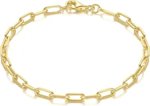 14K Gold Bracelets for Women & Men Dainty Gold Paperclip Chain Bracelet for Women Cute Stackable Bracelets Jewelry 6.5 in-9 in