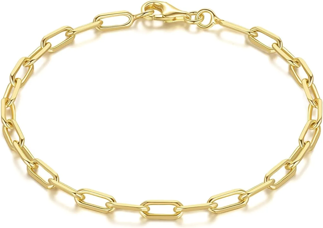 14K Gold Bracelets for Women & Men Dainty Gold Paperclip Chain Bracelet for Women Cute Stackable Bracelets Jewelry 6.5 in-9 in