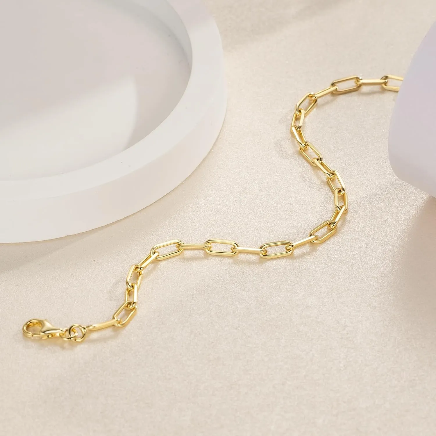 14K Gold Bracelets for Women & Men Dainty Gold Paperclip Chain Bracelet for Women Cute Stackable Bracelets Jewelry 6.5 in-9 in