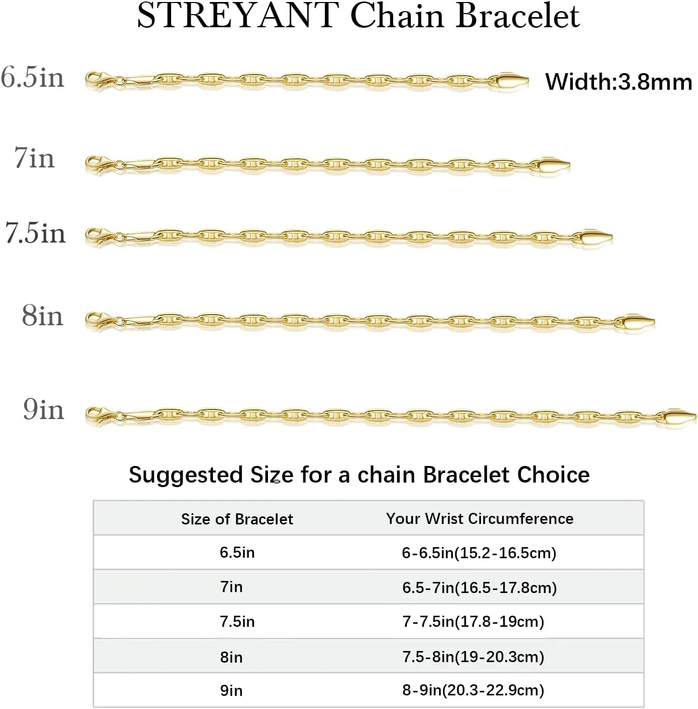 14K Gold Bracelets for Women Fine Gold Mariner Chain Bracelet for Women & Mens Bracelet Layering Womens Bracelets Jewelry Presents for Her Him (6.5'' 7'' 7.5'' 8'' 9'')
