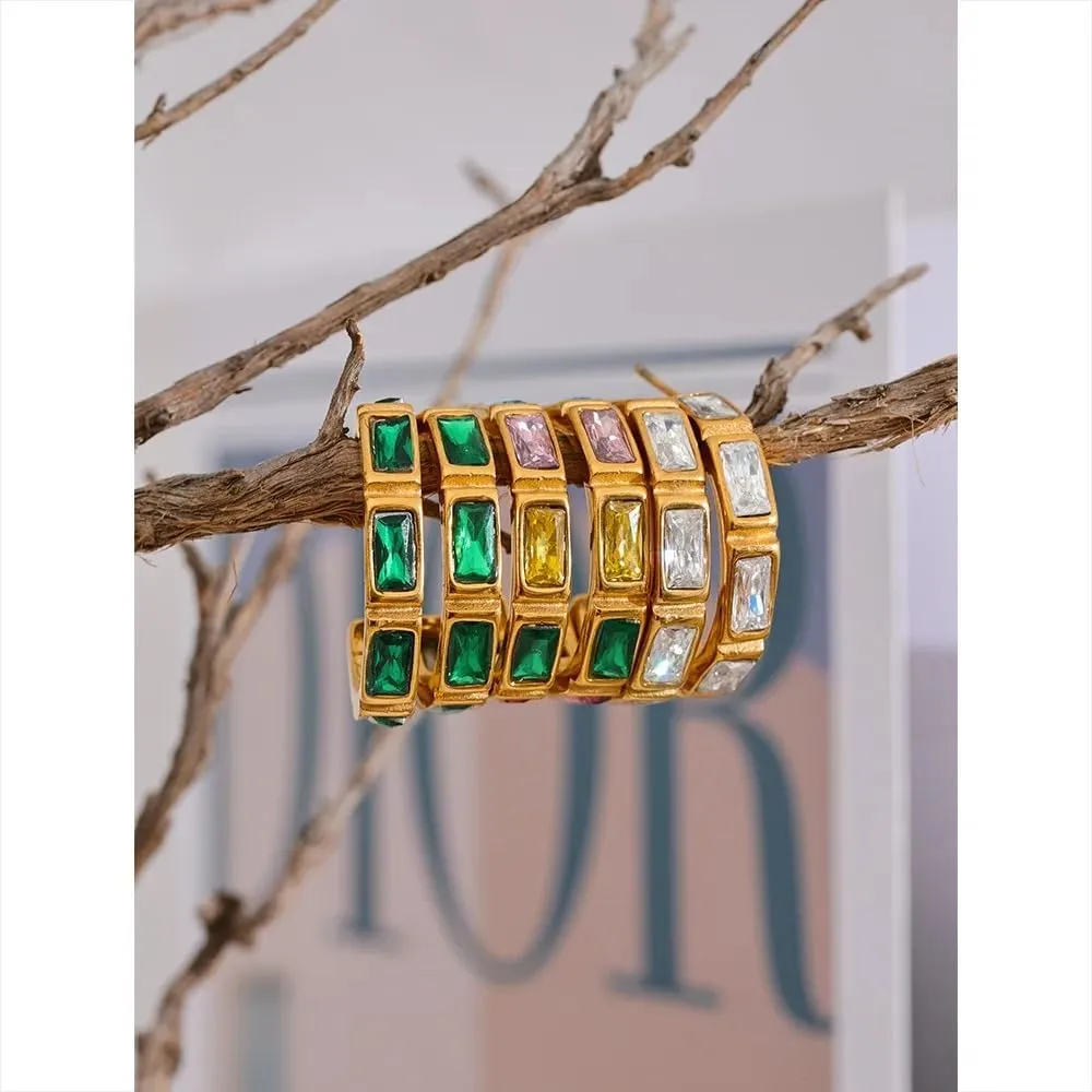 14K Gold Filled Circle Earrings For Women - Colorful Cubic Zirconia C Shape Geometric Huggie Earrings, Classic Round Daily Earrings, Boucles D'oreilles Rondes Simples