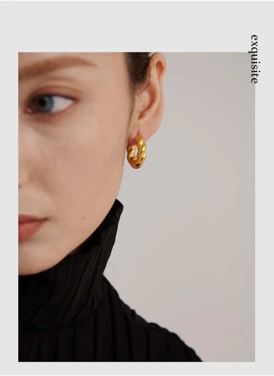 14K Gold Filled Circle Hoop Earrings For Women, Big Minimalist Geometric Twisted Hoop Earrings Temperament Golden Hoop Earrings, C Shape Round Chunky Unusual Earrings