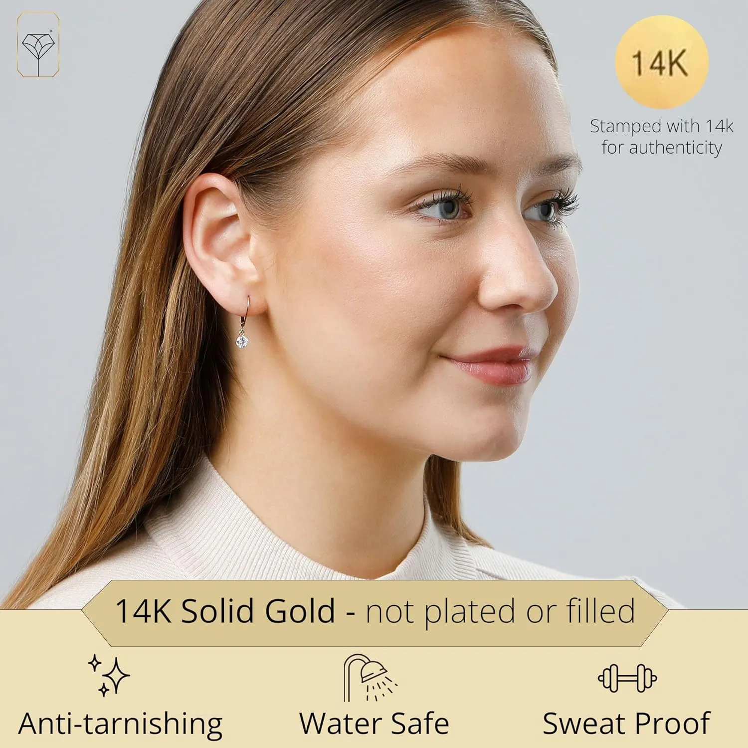 14k Gold Leverback Cubic Zirconia Dangle Earrings | Solid Real White or Yellow Gold Dangle Earrings for Women | 1-8 CT.TW 14k Gold Earrings for Women | CZ Cubic Zirconia Drop Earrings by MAX   STONE
