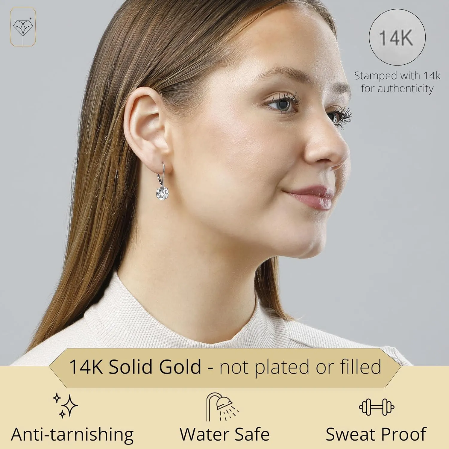 14k Gold Leverback Cubic Zirconia Dangle Earrings | Solid Real White or Yellow Gold Dangle Earrings for Women | 1-8 CT.TW 14k Gold Earrings for Women | CZ Cubic Zirconia Drop Earrings by MAX   STONE