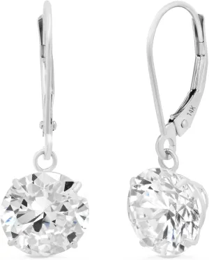 14k Gold Leverback Cubic Zirconia Dangle Earrings | Solid Real White or Yellow Gold Dangle Earrings for Women | 1-8 CT.TW 14k Gold Earrings for Women | CZ Cubic Zirconia Drop Earrings by MAX   STONE