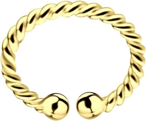 14K Gold Plated 925 Sterling Silver Twist Rope Ear Cuffs