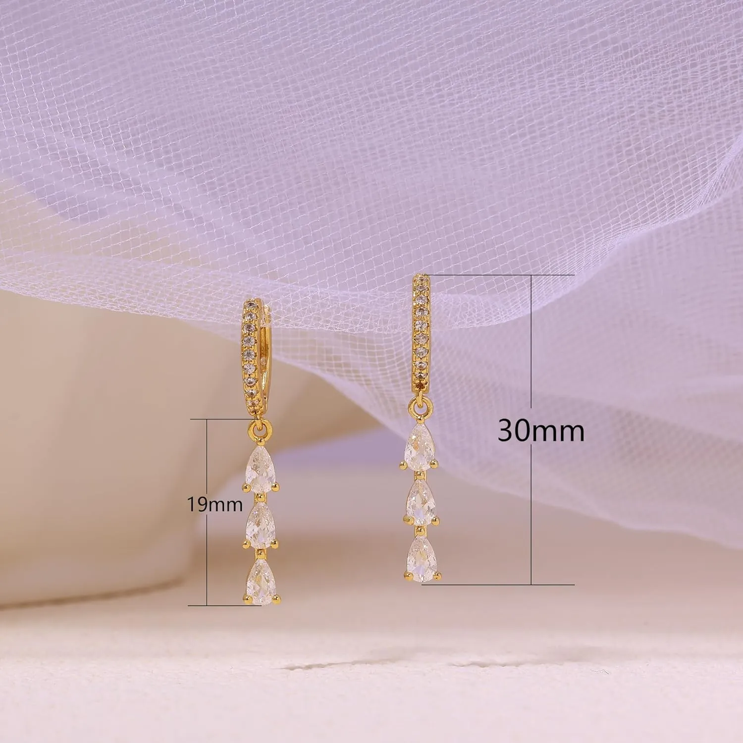 14K Gold Plated Butterfly Dangle Earrings for Women - Dainty, Trendy, Hypoallergenic CZ Drop Earrings - Simple Long Dangling Jewelry