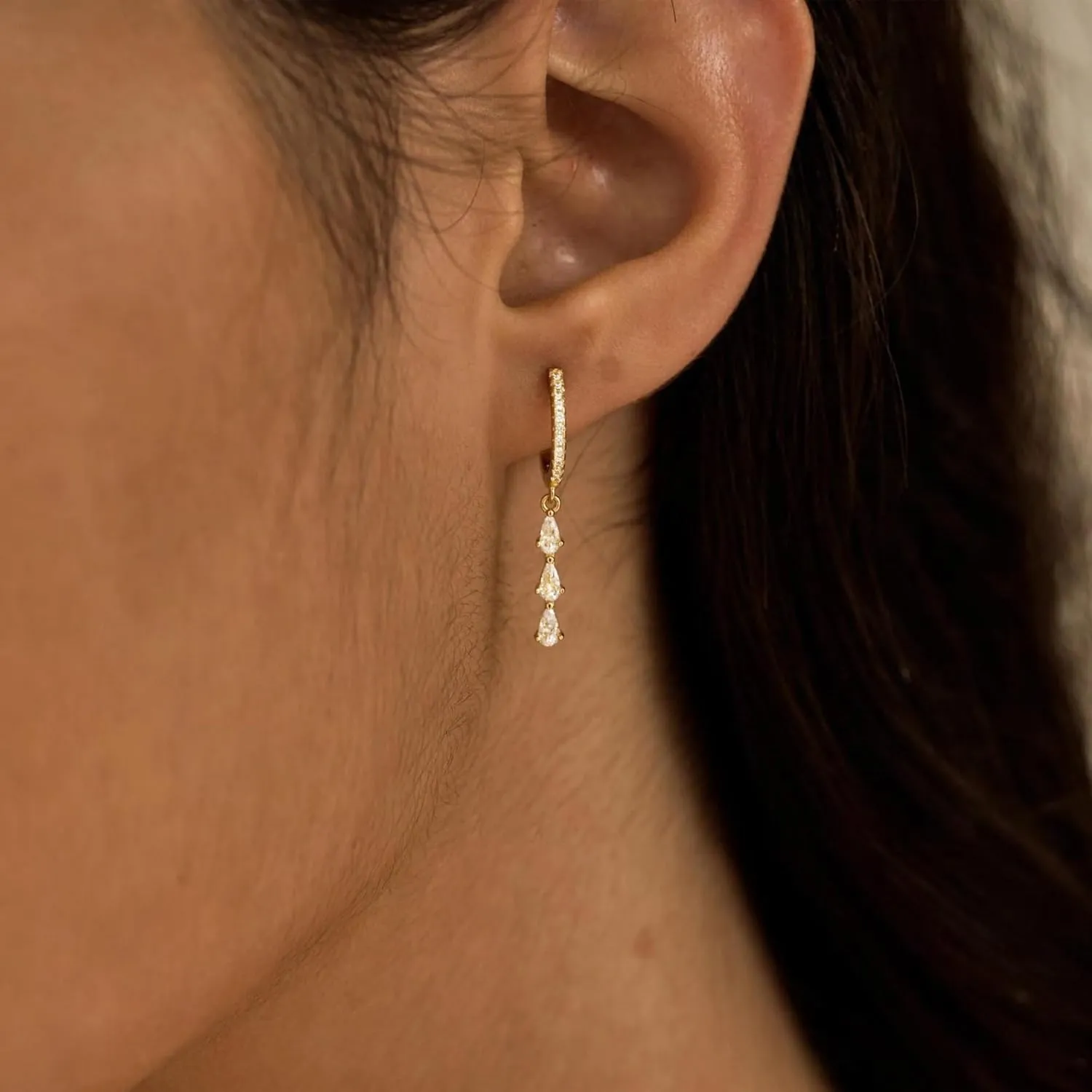 14K Gold Plated Butterfly Dangle Earrings for Women - Dainty, Trendy, Hypoallergenic CZ Drop Earrings - Simple Long Dangling Jewelry