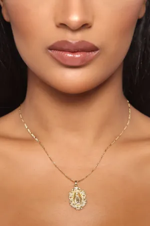 14K Gold Plated Virgin Mary Necklace - Gold