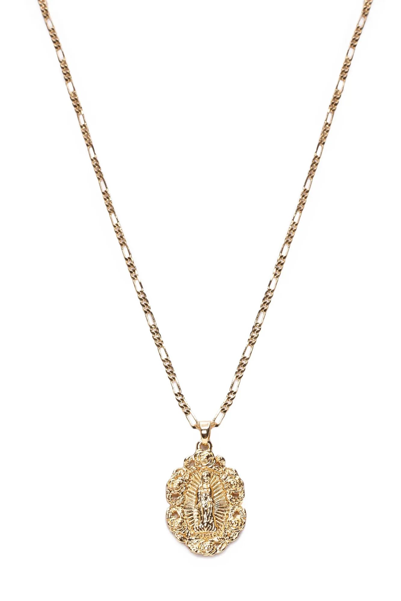 14K Gold Plated Virgin Mary Necklace - Gold