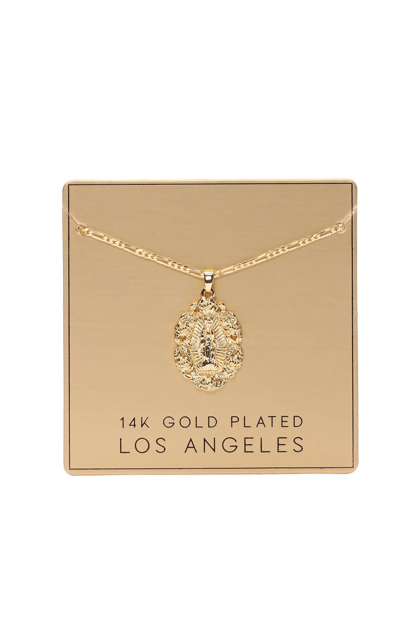 14K Gold Plated Virgin Mary Necklace - Gold