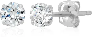 14k Gold Solitaire Round Cubic Zirconia Earrings Studs for Women & Men | Anti Tarnishing CZ Stud Earrings with 14k Gold Butterfly Pushbacks | 4MM-7.5MM by MAX   STONE