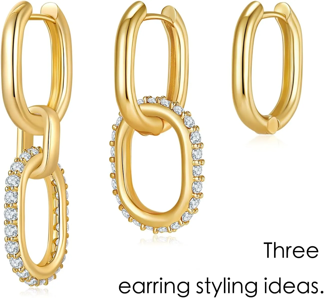 14K/18K Gold Plated Paperclip Link Dangle Earrings for Women - Trendy, Lightweight, 925 Sterling Silver Post Statement Earrings for Women - Elegant Gold Jewelry for Christmas Gifts - 35x14mm