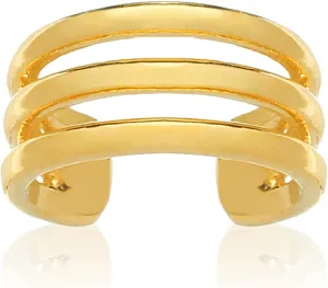 14kt Solid Gold Triple Wire Ear Cuff  Delicate Cuff  Three Band Cuff  Simple Minimalist Ear Cuff  Helix Piercing  Gift For Her.