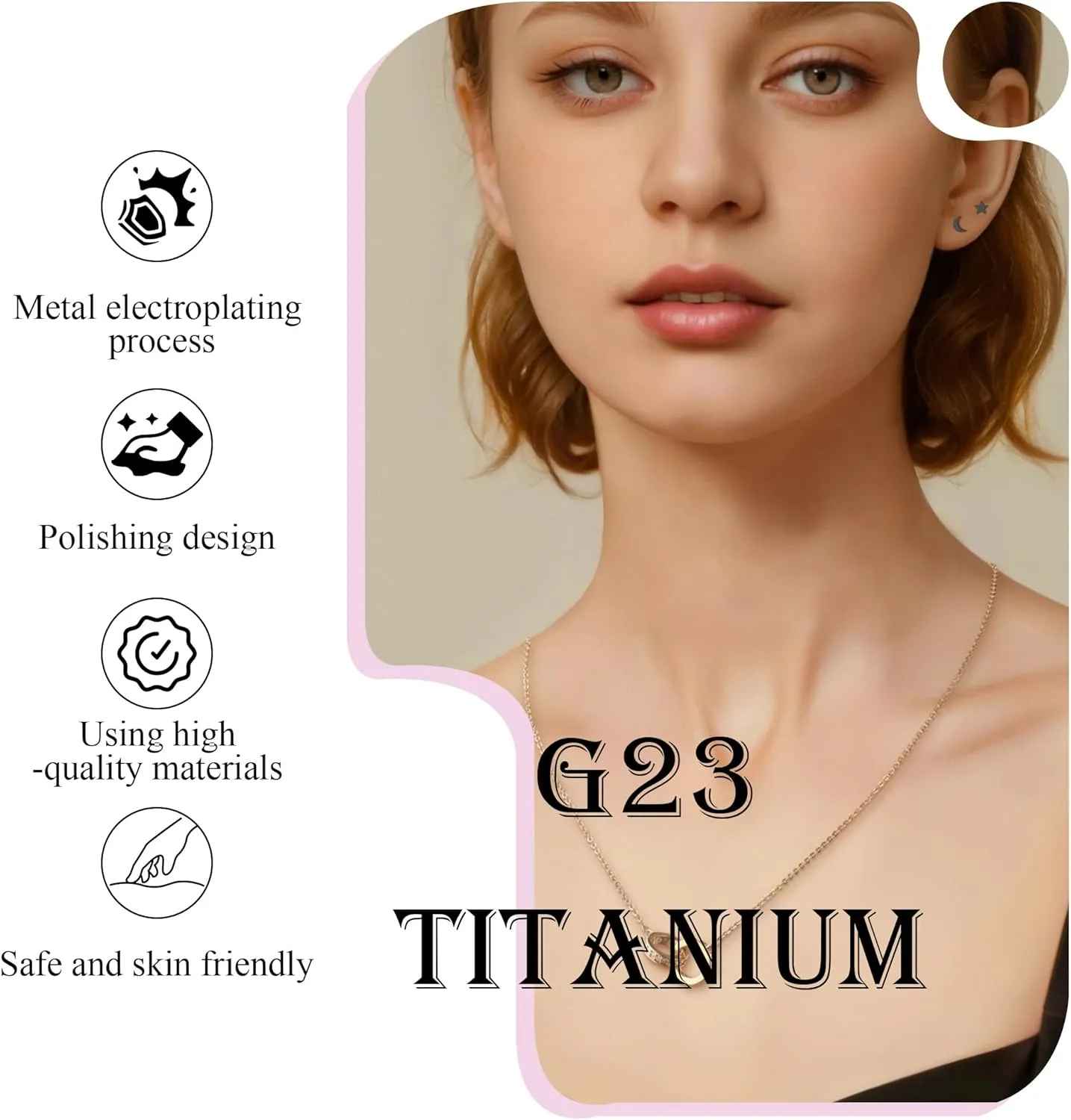 2 Pairs Flat Back Earrings Women, Titanium Star and Moon Earrings, Heart & CZ Flatback Stud, Butterfly & Lightning Screw Back, Crosses and Triangles Stud, Gold/Pink/Silver/Black Options
