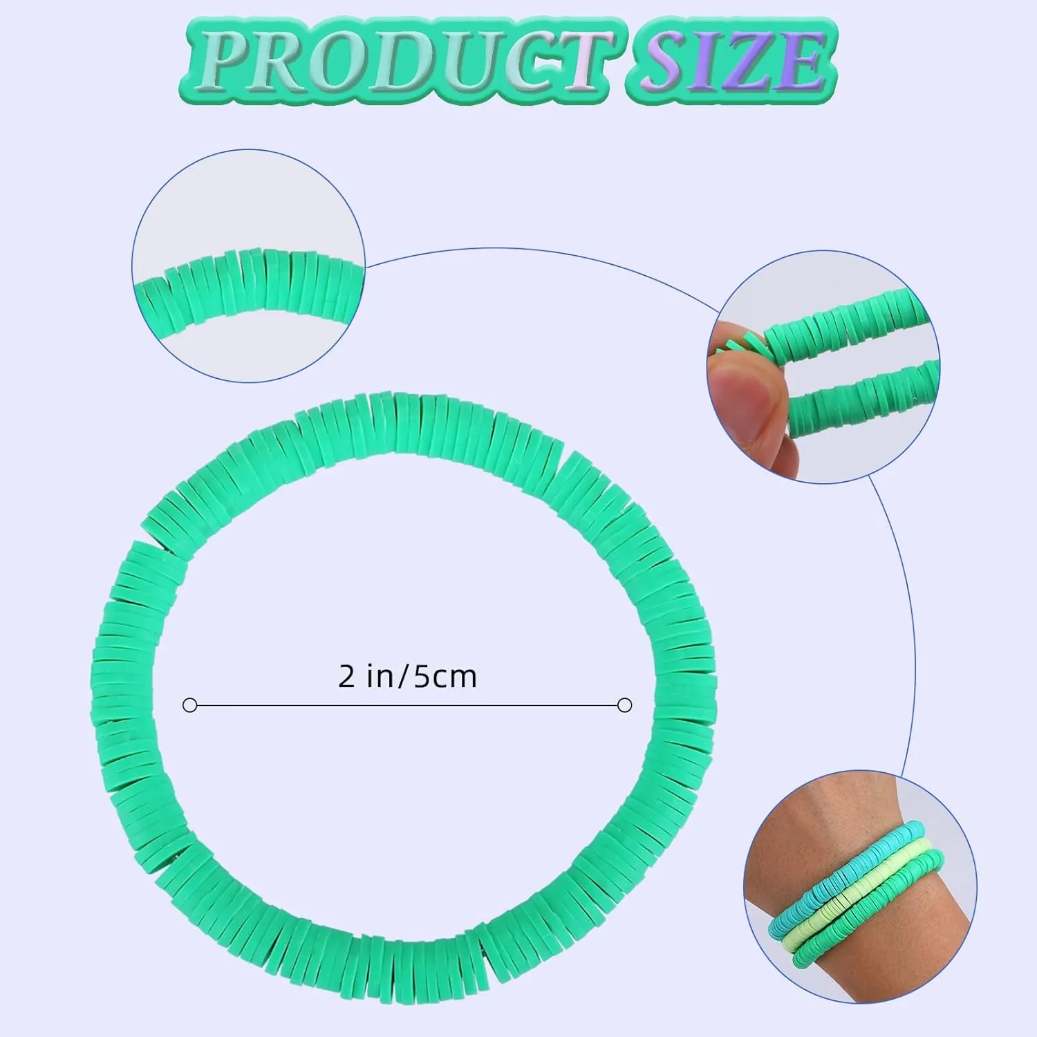 20 PCS Friendship Bracelets Kit Boho Surfer Heishi Bracelet Set Preppy Clay Bead Bracelets Cute y2k Stackable Beaded Stretch Bracelets Summer Beach Stretch Bracelets for Women