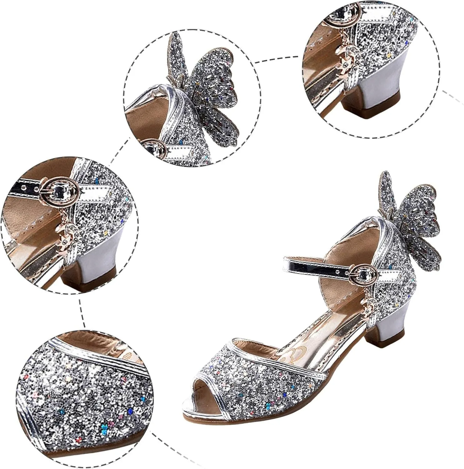 2025 Girls Casual Sandals Comfortable Dressy Party Dance Shoes with Ankle Strap Fashion Cute Bow Open Toe Soft Sole Kids Slippers Breathable Slip-On Shoe Summer Beach Vacation Slides