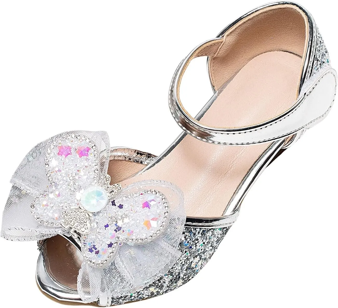 2025 Girls Casual Sandals Comfortable Dressy Party Dance Shoes with Ankle Strap Fashion Cute Bow Open Toe Soft Sole Kids Slippers Breathable Slip-On Shoe Summer Beach Vacation Slides