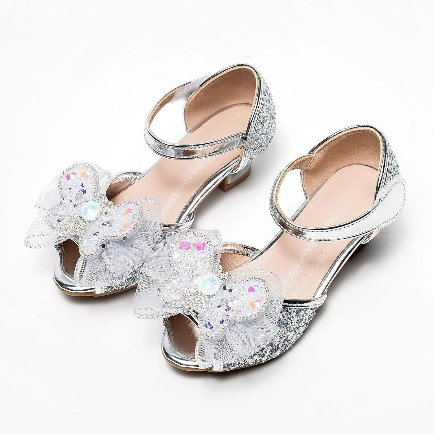 2025 Girls Casual Sandals Comfortable Dressy Party Dance Shoes with Ankle Strap Fashion Cute Bow Open Toe Soft Sole Kids Slippers Breathable Slip-On Shoe Summer Beach Vacation Slides