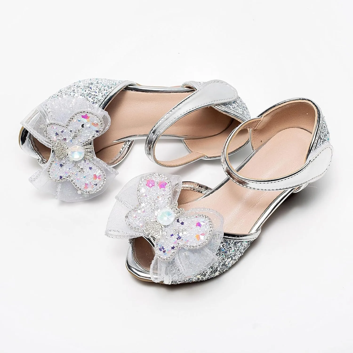 2025 Girls Casual Sandals Comfortable Dressy Party Dance Shoes with Ankle Strap Fashion Cute Bow Open Toe Soft Sole Kids Slippers Breathable Slip-On Shoe Summer Beach Vacation Slides