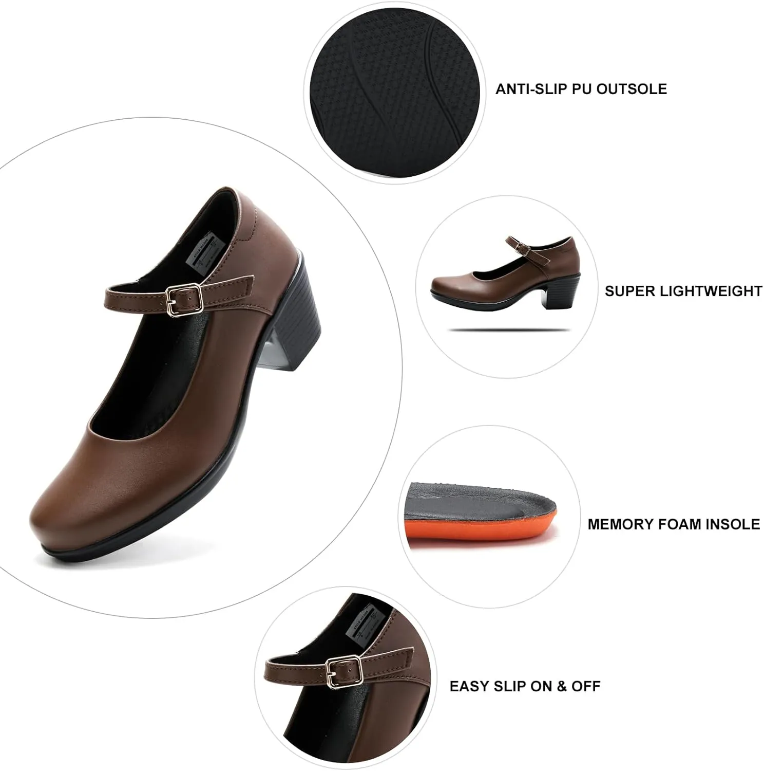 2025 Women's Mary Jane High Heels Pumps, Chunky 2-Inch Heel, Comfortable Dress Shoes for Work, Casual and Office Business, Zapatos para Mujer de Vestir
