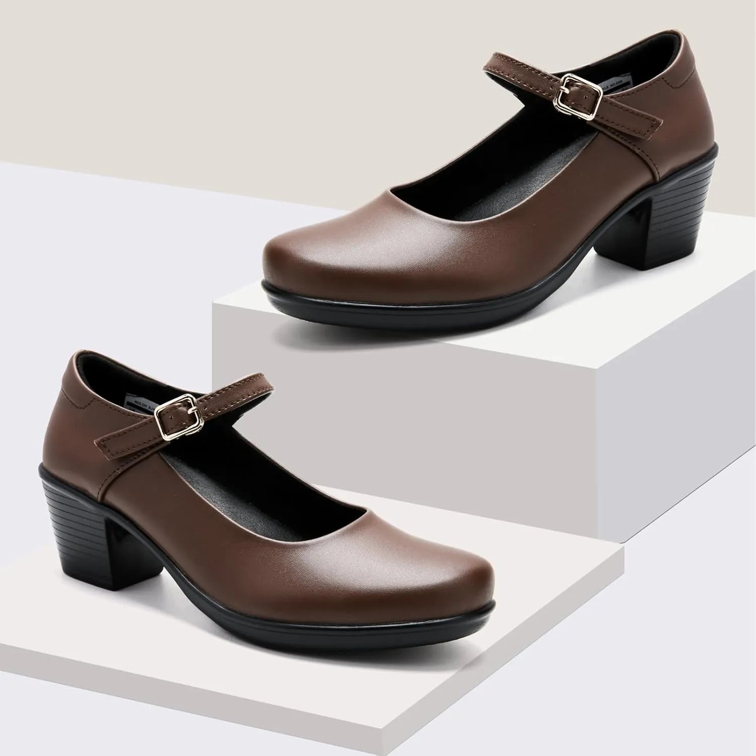 2025 Women's Mary Jane High Heels Pumps, Chunky 2-Inch Heel, Comfortable Dress Shoes for Work, Casual and Office Business, Zapatos para Mujer de Vestir