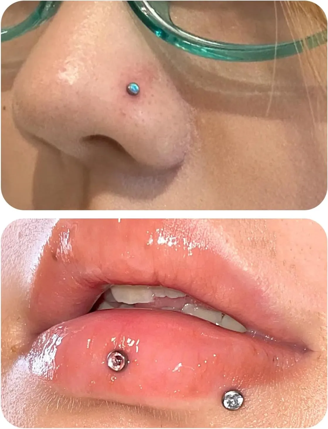 20G 18G 16G Threadless Nose Rings Studs Flat Back Earrings Surgical Stainless Steel Opal Nose Rings Stud Tragus Helix Conch Cartilage Earrings Piercing Jewelry For Women Men Hypoallergenic