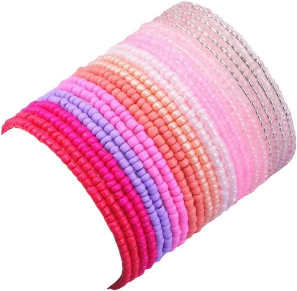20Pcs Colorful Bohemia Seed Beaded Bracelets Adjustable Stackable Stretch Bracelet Boho Bead Bracelet Pack