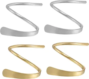 2Pairs Spiral Wrap Earrings for Women Minimalist Twist Hoop Cuff Earrings Simple Personality Ear Piercing Jewelry for Casual Formal Occasions