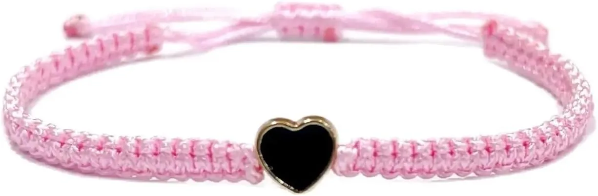 2Pcs Colorful Heart Beaded Matching Bracelets Cute Heart Braided Adjustable Couple Friendships Bracelets Set Long Distance Bracelets for Lover Best Friends