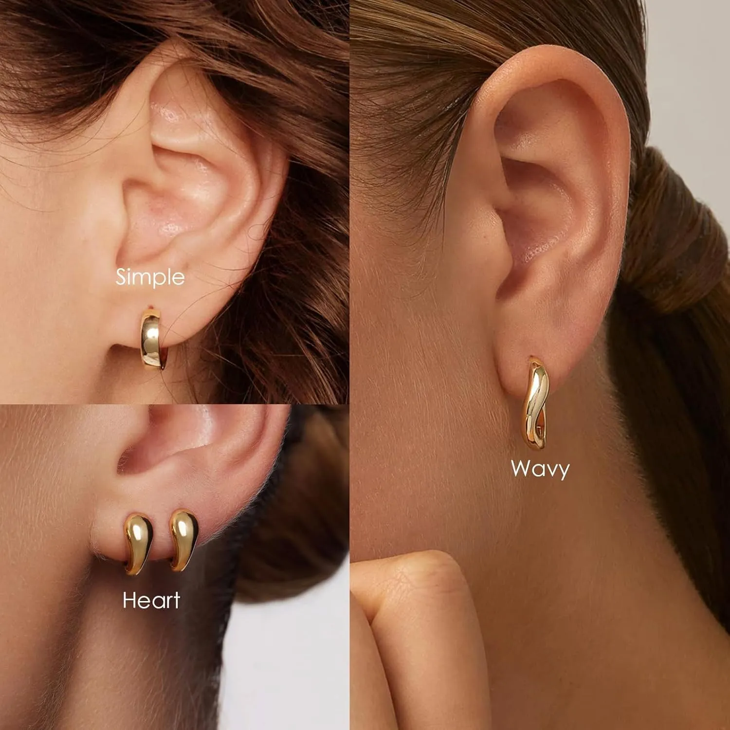 3 Pairs Gold Hoop Earrings for Women Trendy Dainty Gold Huggie Earrings 14k Gold Stud Earring Hypoallergenic Earrings Small Hoop Earrings for Gifts