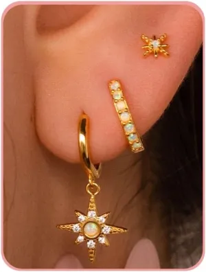 3 Pairs Gold Hoop Earrings for Women Trendy Dainty Gold Huggie Earrings 14k Gold Stud Earring Hypoallergenic Earrings Small Hoop Earrings for Gifts