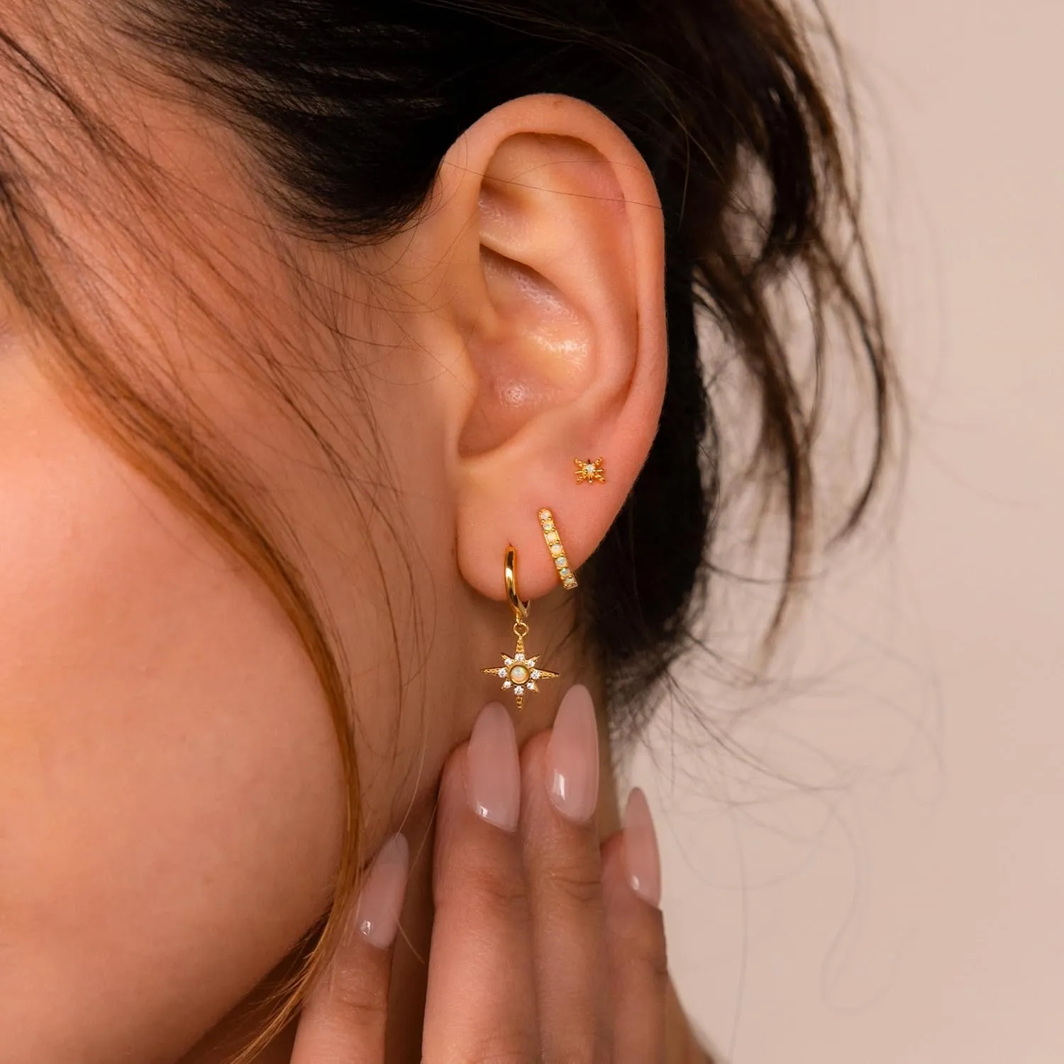 3 Pairs Gold Hoop Earrings for Women Trendy Dainty Gold Huggie Earrings 14k Gold Stud Earring Hypoallergenic Earrings Small Hoop Earrings for Gifts