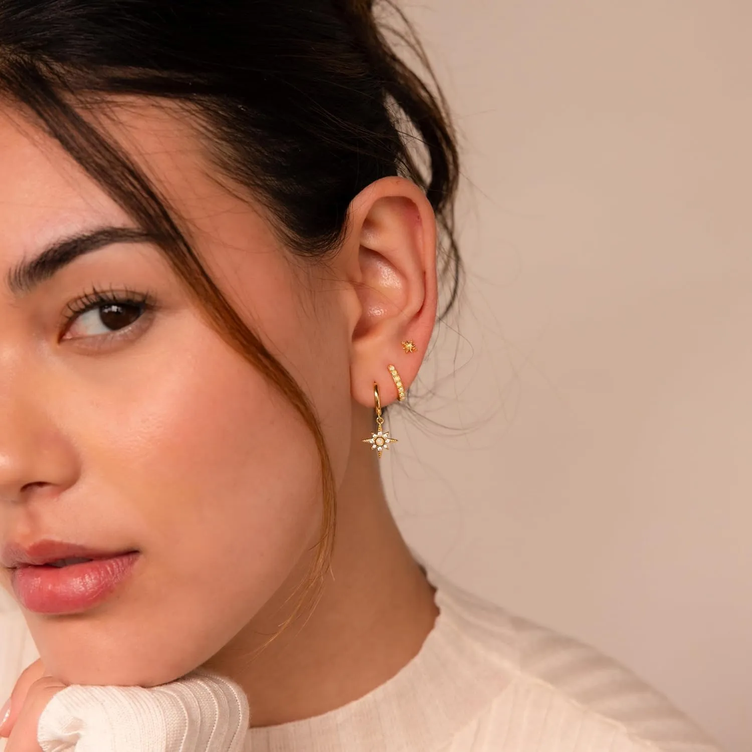 3 Pairs Gold Hoop Earrings for Women Trendy Dainty Gold Huggie Earrings 14k Gold Stud Earring Hypoallergenic Earrings Small Hoop Earrings for Gifts