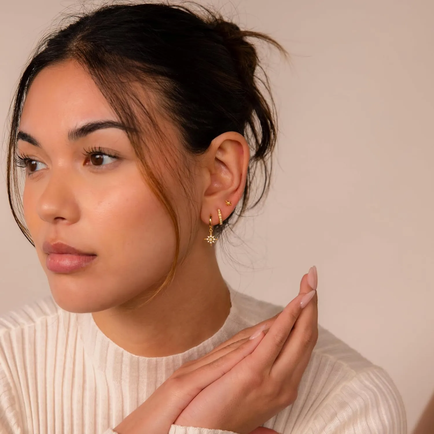 3 Pairs Gold Hoop Earrings for Women Trendy Dainty Gold Huggie Earrings 14k Gold Stud Earring Hypoallergenic Earrings Small Hoop Earrings for Gifts