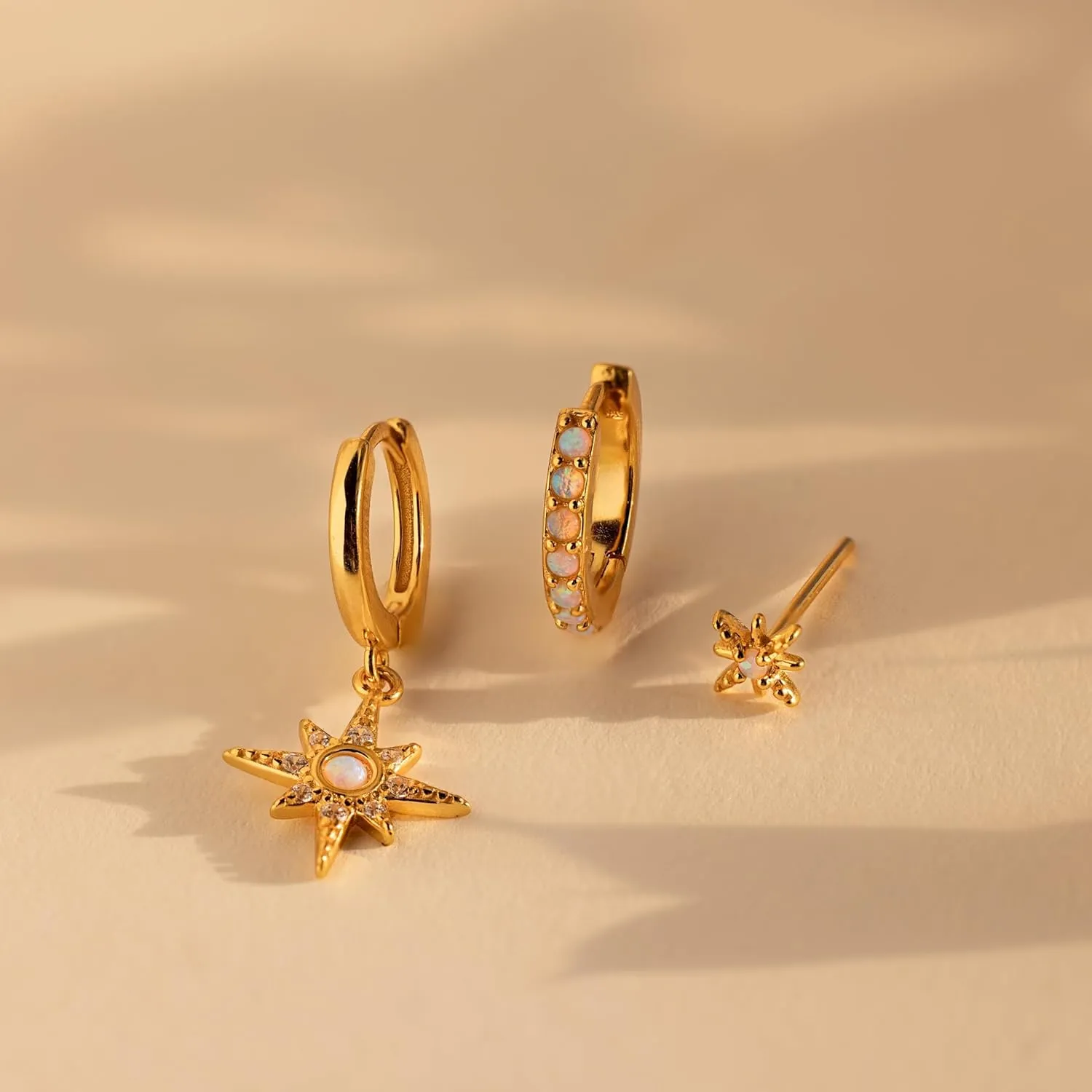 3 Pairs Gold Hoop Earrings for Women Trendy Dainty Gold Huggie Earrings 14k Gold Stud Earring Hypoallergenic Earrings Small Hoop Earrings for Gifts