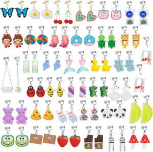 36 Pairs Weird Cute Funny Fun Dangle (or Clip on) Earrings set for Women Unique Food Animal Drop Dangle Aesthetic Earrings Gifts for Women