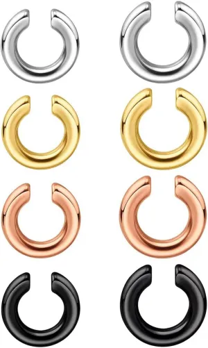 4 Pairs Round Earrings Women Fashion Fake Perforated Ear Clip Ear Septum Cartilage Hoop Ring No Perforation Jewelry Gifts