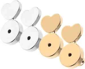 4Pcs Heart Shaped Earring Lifter Backs for Women Cute Dangle Studs for Valentine's Day Jewelry Secure Protective Backing for Heavy Earrings Comfortable Antidroop Design