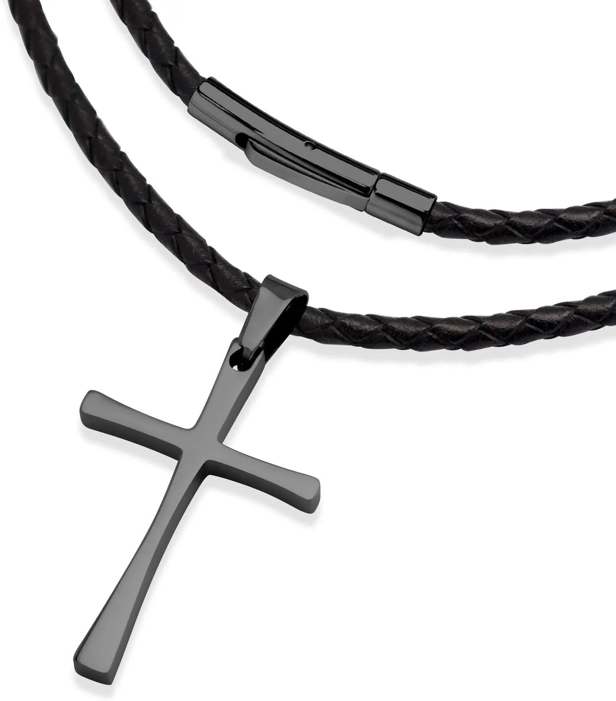 555Jewelry Stainless Steel Cross Braided Rope Cord Necklace For Men Women 18-24'' Inches
