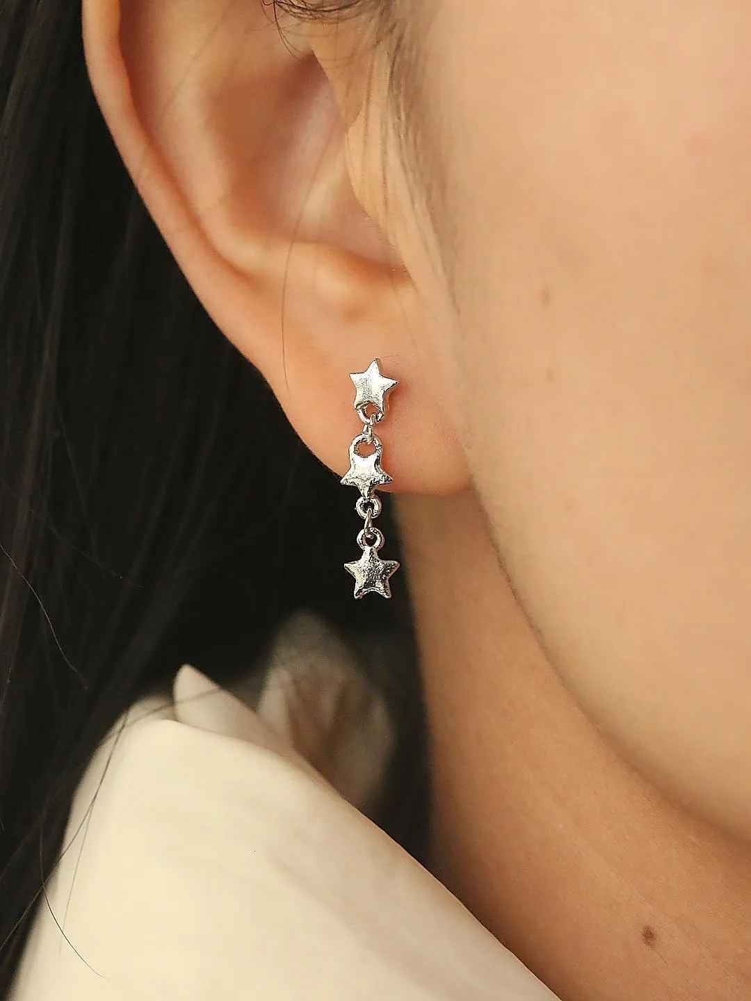 6 Pairs Small Hoop Earrings for Women Simple Vintage Silver Small Stud Earrings Rhinestone Zircon Cross Star Moon Pin Earrings Set Vintage Cartilage Y2K Stud Earrings Jewelry Set