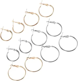 6Pcs Large Geometric Circle Earrings for Women Minimalist Chunky Hoops Lightweight Fashion Jewelry for Daily Wear