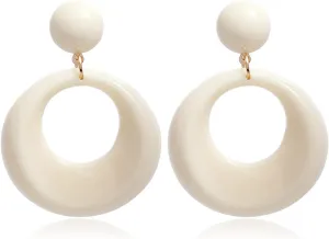 70s Earrings for Women White Acrylic Earrings 70s Outfits for Women Earrings Dangle Simple Retro 70s Jewelry