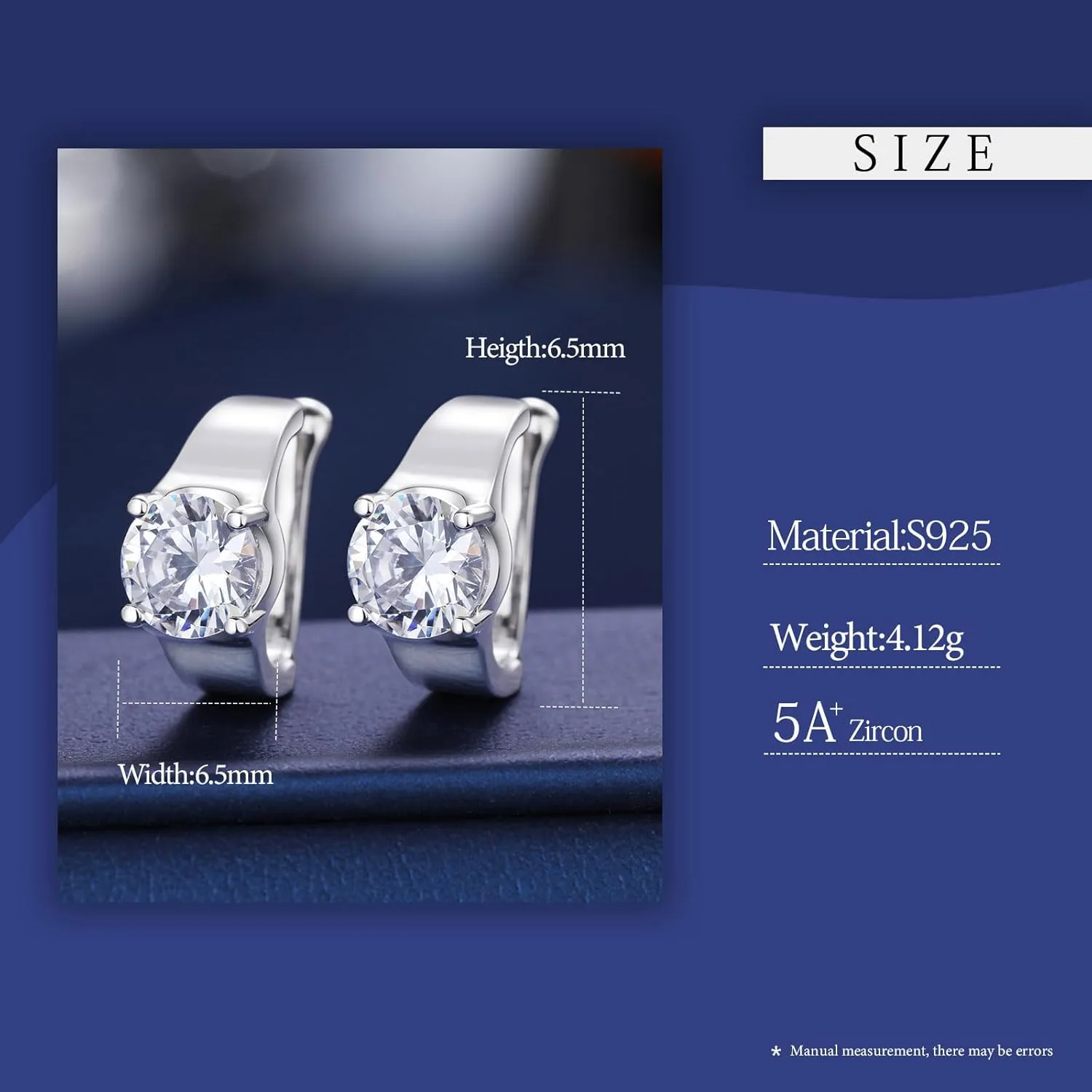 925 Sterling Silver ear-cuffs Earring for Women Men Moissanite/Zircon ear-cuffs Earrings 18K Gold Plated Stud Earrings D Color VVS1 Brilliant Cut Lab Created Diamond Earring