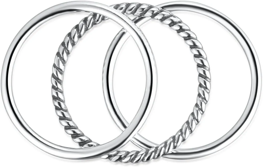 925 Sterling Silver Knuckle Rings for Women Minimalist Thin Stacking Rings Set 3PCS Midi Pinky Ring Size 2.5-8.5