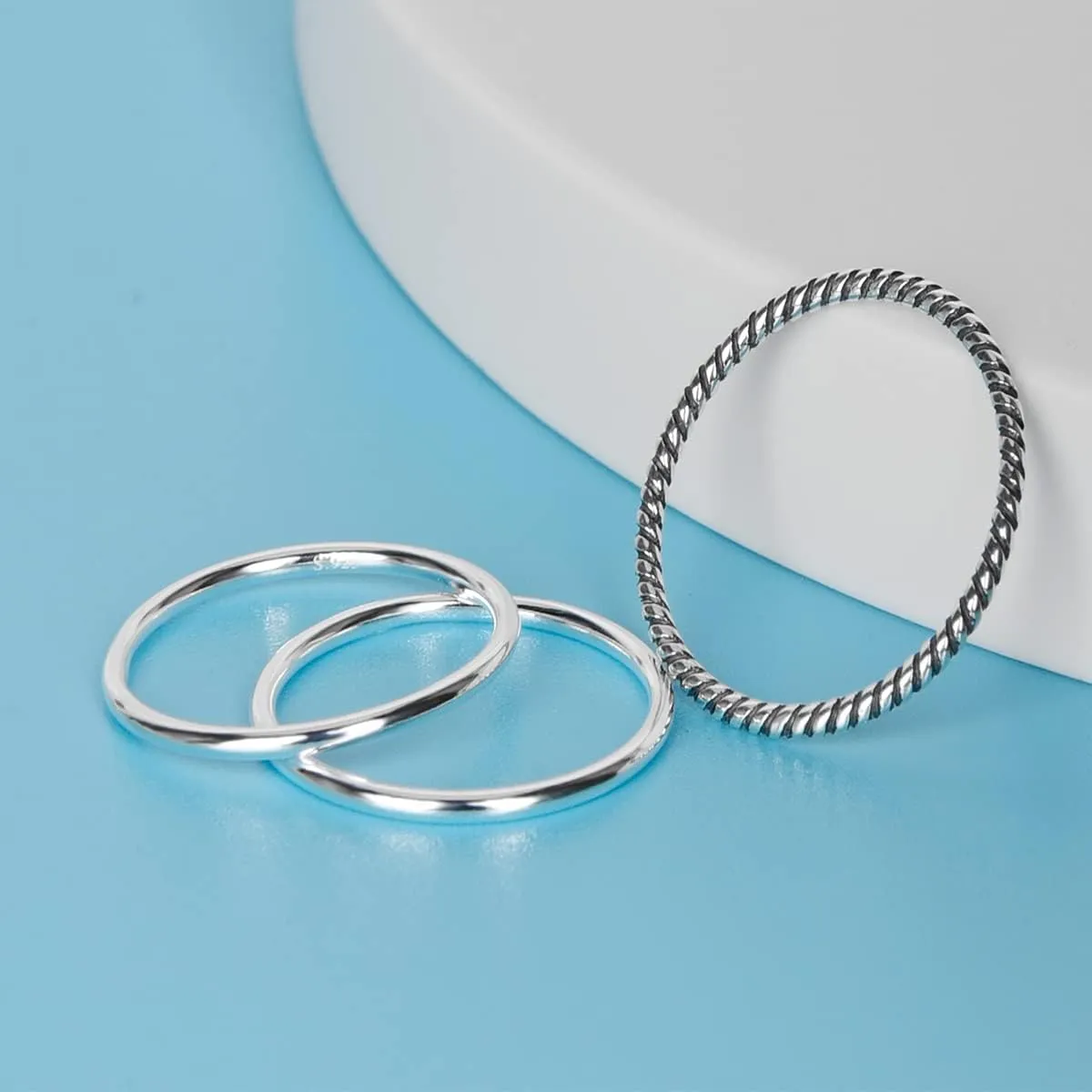 925 Sterling Silver Knuckle Rings for Women Minimalist Thin Stacking Rings Set 3PCS Midi Pinky Ring Size 2.5-8.5